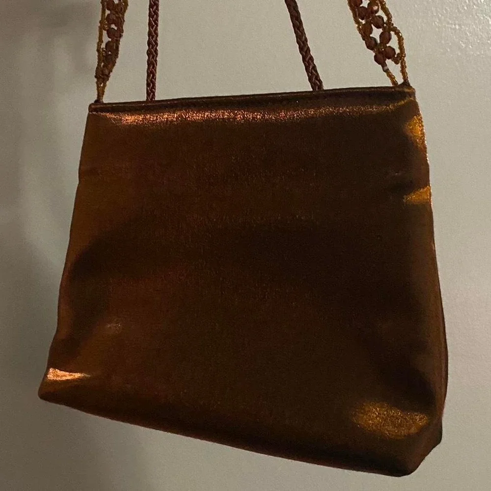 La Regale vintage brown satin handbag